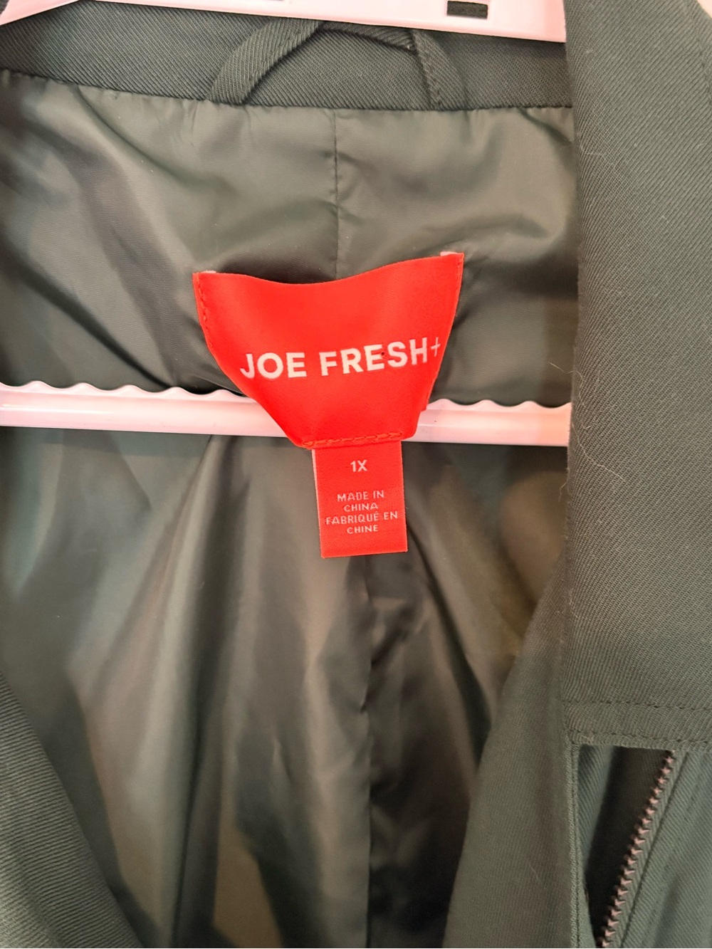 Joe Fresh Women’s 1X Dark Green Moto Jacket Asymmetrical Zip Utility 1X - Picture 5 of 5